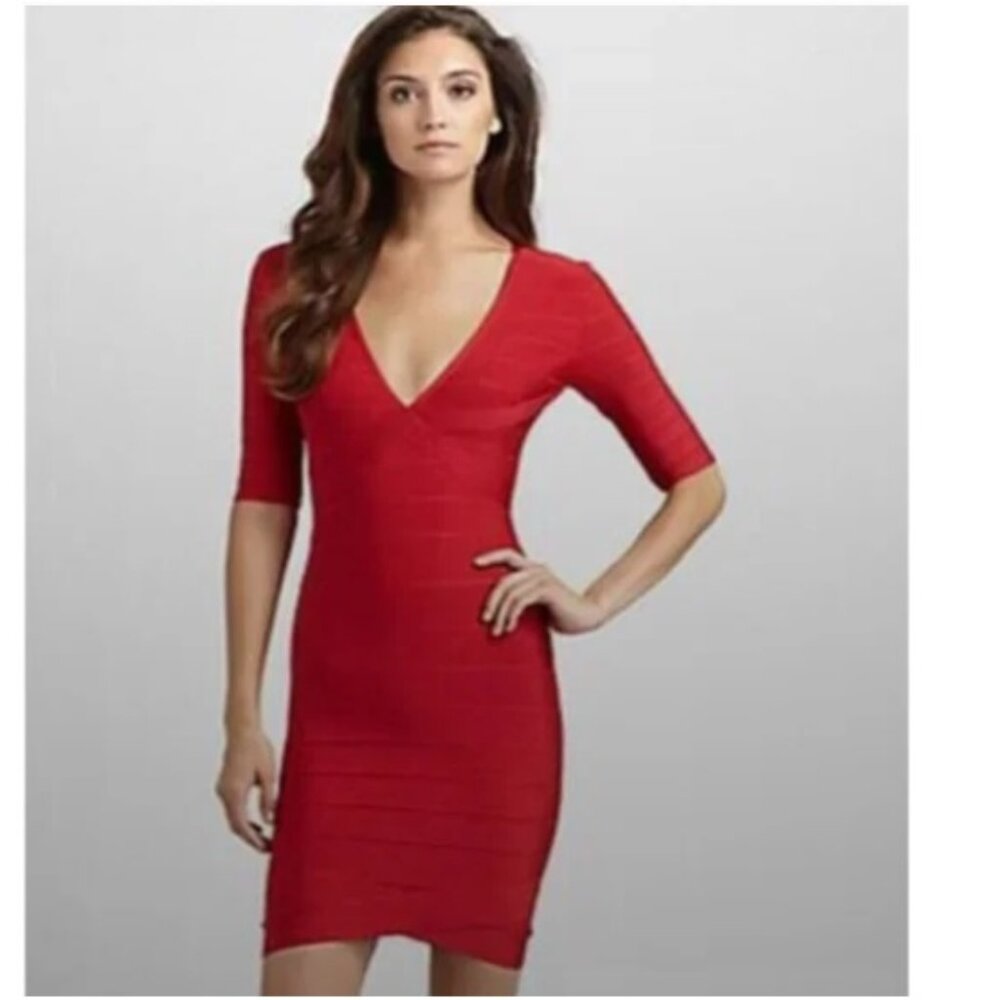 Authentic Herve Leger Andrea Dress in Lipstick Red Size S